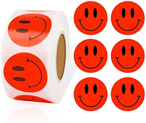 Етикети с щастлив Смайликом, 1200 бр. Кръгли стикери с надпис Happy Face с размери 1 инч, които поощряват Етикети, етикети за учители-Многоцветни, STARLIBOO.