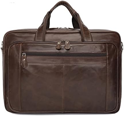 Мъжка чанта от естествена кожа орехово дърво в европейския и американския стил в стил Ретро, кожен портфейл, чанта за компютър (Цвят: A, размер: както е показано на фигурата)