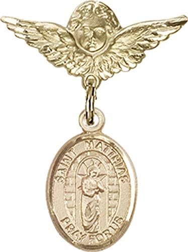 Детски икона Jewels Мания за талисман на Апостол Матей и икона на Ангел с крила | на Икона от 14-каратово злато с талисман на Апостол Матей и икона на Ангел с крила - Произ