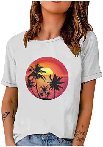 Плажни Ризи Sunset за Жени, Плажна Риза с Палми, Забавни Летни Тениски за Хавайски Ваканция, Подарък за Момичета