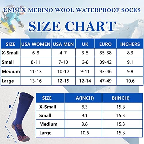IZL водоустойчив Чорапи за мъжете и Жените, До коляното от мериносова Вълна Дишащи Водоустойчиви Чорапи за Туризъм, Къмпинг, трекинг