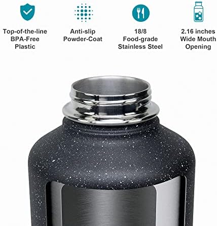 Бутилка за вода от неръждаема Стомана BUZIO с вакуумна изолация 40 мл, бутилка за вода с три Капака на 64 грама, не Съдържа BPA, Двухстенная Колба за Вода с чанта за Носене на ръка, Двойна Вакуум Бутилки за топла и