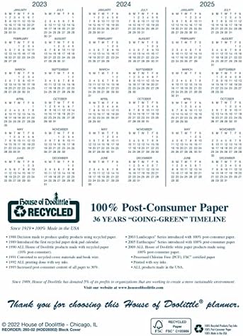 Икономически календар-планер House of Doolittle 2023, месец, Черна корица, 8.5 x 11 инча, декември - януари (HOD26002-23)